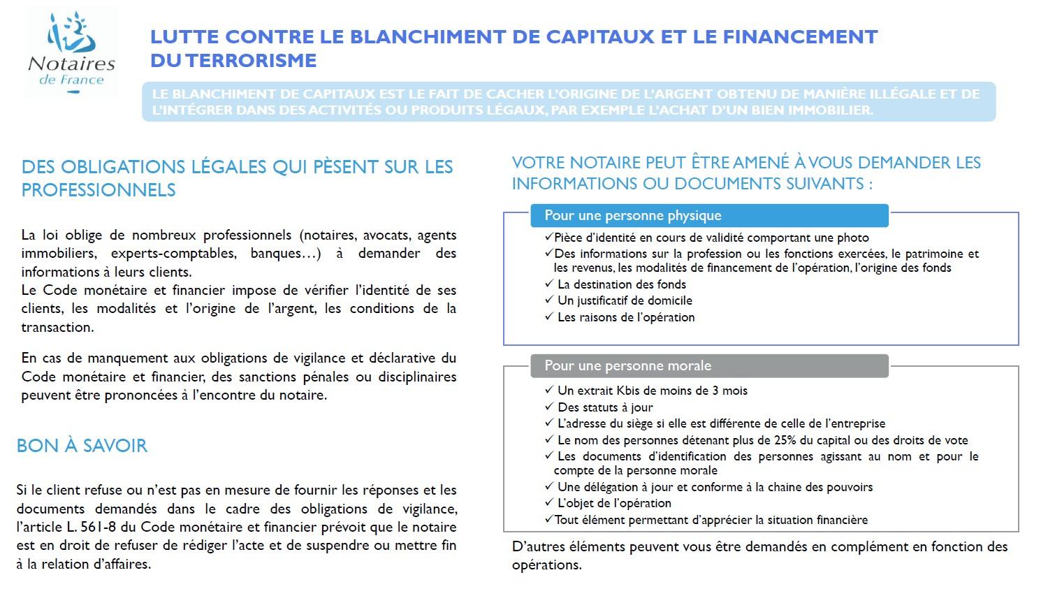 Lutte contre le blanchissement de capitaux