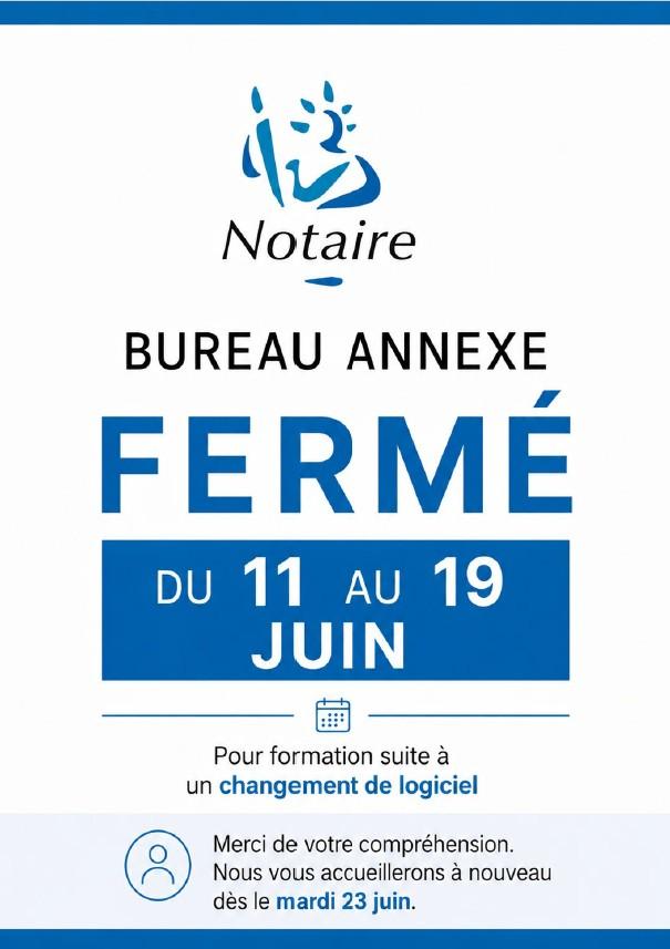 Fermeture AULNAY du 11 au 19 juin